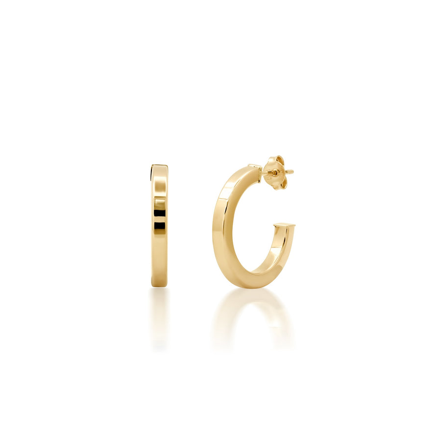 Plain Huggie Hoop Earrings in 14K Yellow Gold