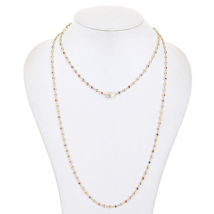 Bold Multi-Sapphire Diamond Necklace in 14K Yellow Gold
