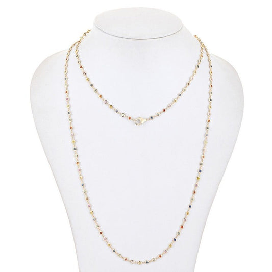 Bold Multi-Sapphire Diamond Necklace in 14K Yellow Gold