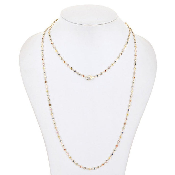 Bold Multi-Sapphire Diamond Necklace in 14K Yellow Gold