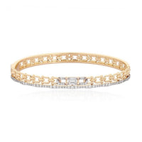 Baguette Chain Link Diamond Bangle Bracelet in 14K Gold