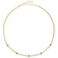 Emerald Baguette Chain Necklace in 14K Yellow Gold