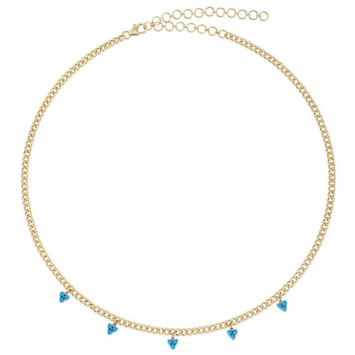 Turquoise Diamond 14K (or 18k upon request) Yellow Gold Link Necklace