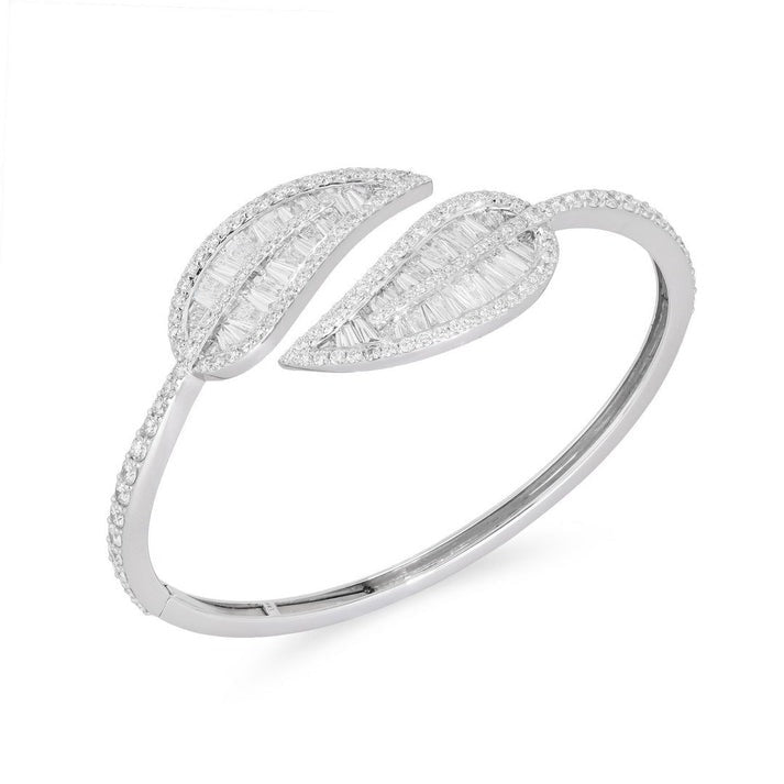 Double Marquise Leaf Diamond Bangle in 18K White Gold