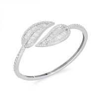 Double Marquise Leaf Diamond Bangle in 18K White Gold