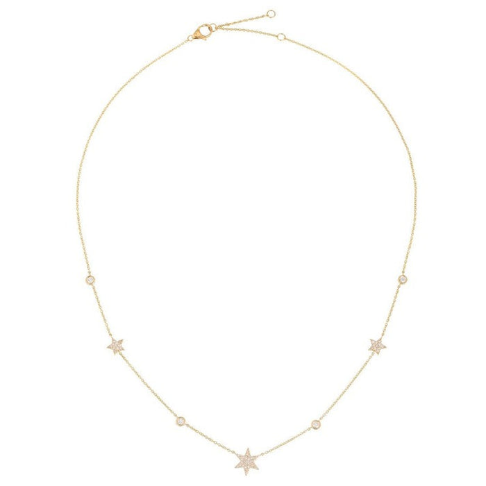 Diamond Star Station Necklace in 14K Yellow Gold