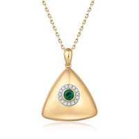 Emerald Pendant Diamond Necklace in 14K Yellow Gold