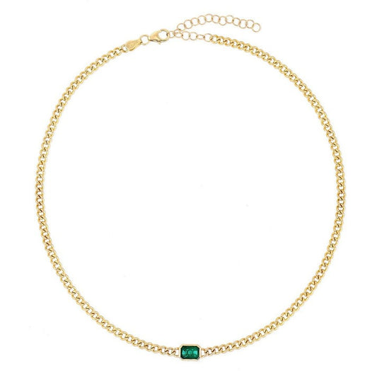 Emerald Cut Chain Necklace in 14K Yellow Gold