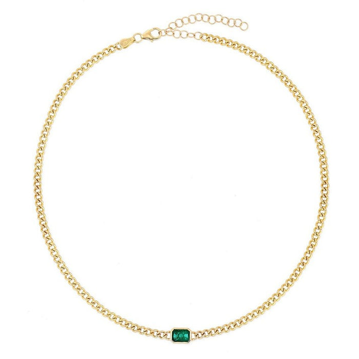 Emerald Cut Chain Necklace in 14K Yellow Gold