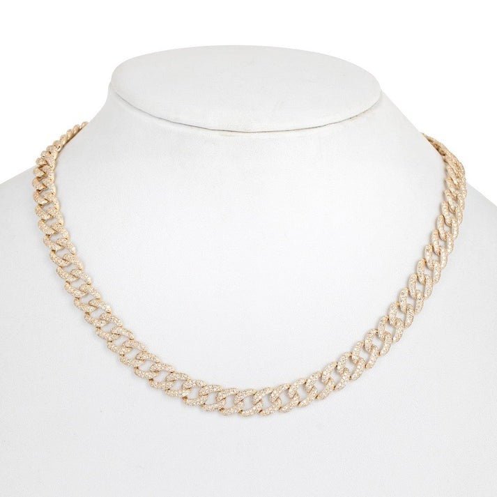 Classy Diamond Chain Link Necklace in 14K Yellow Gold