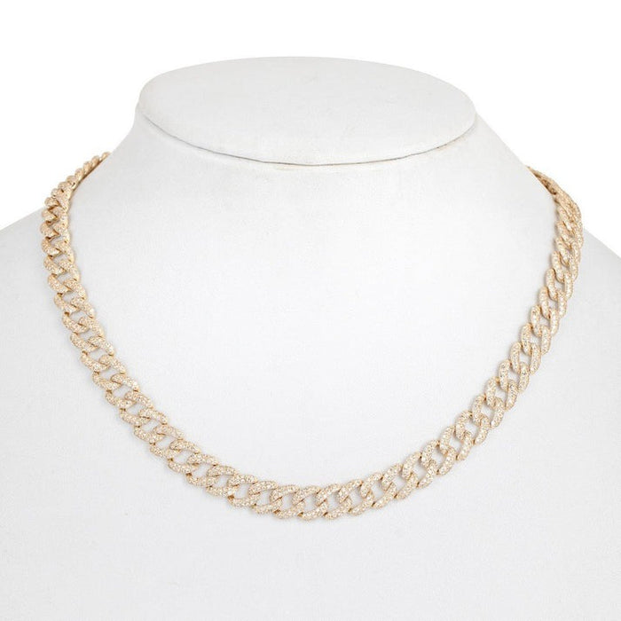 Classy Diamond Chain Link Necklace in 14K Yellow Gold
