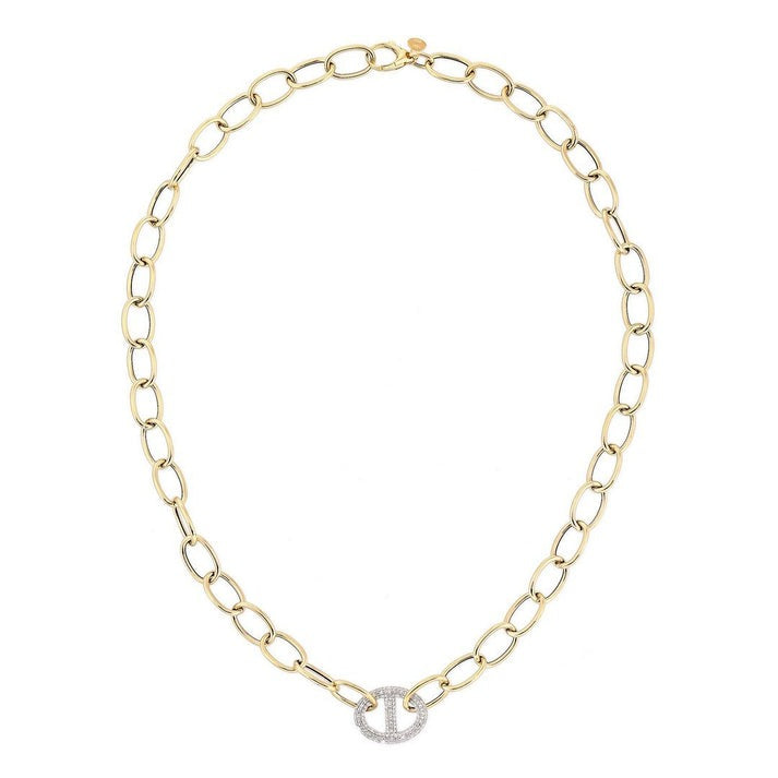 Diamond Link Pendant Chain Necklace in 14K Yellow Gold