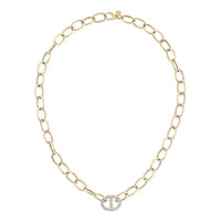 Diamond Link Pendant Chain Necklace in 14K Yellow Gold