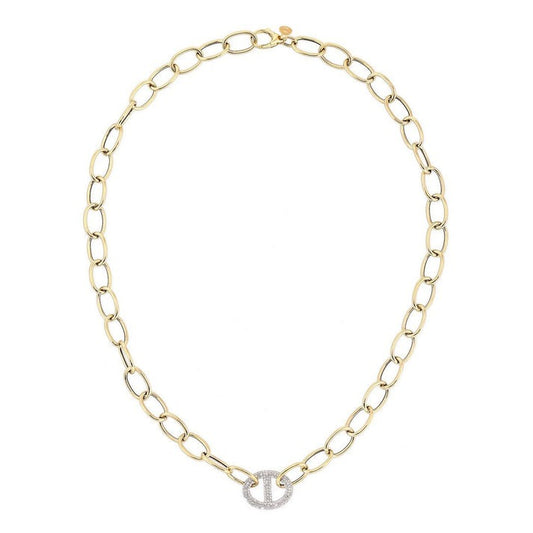 Diamond Link Pendant Chain Necklace in 14K Yellow Gold