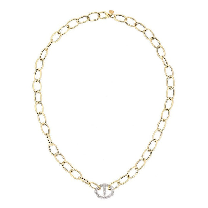 Diamond Link Pendant Chain Necklace in 14K Yellow Gold