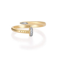 Diamond Tipped Nail Open Wrap Ring in 14K Yellow Gold