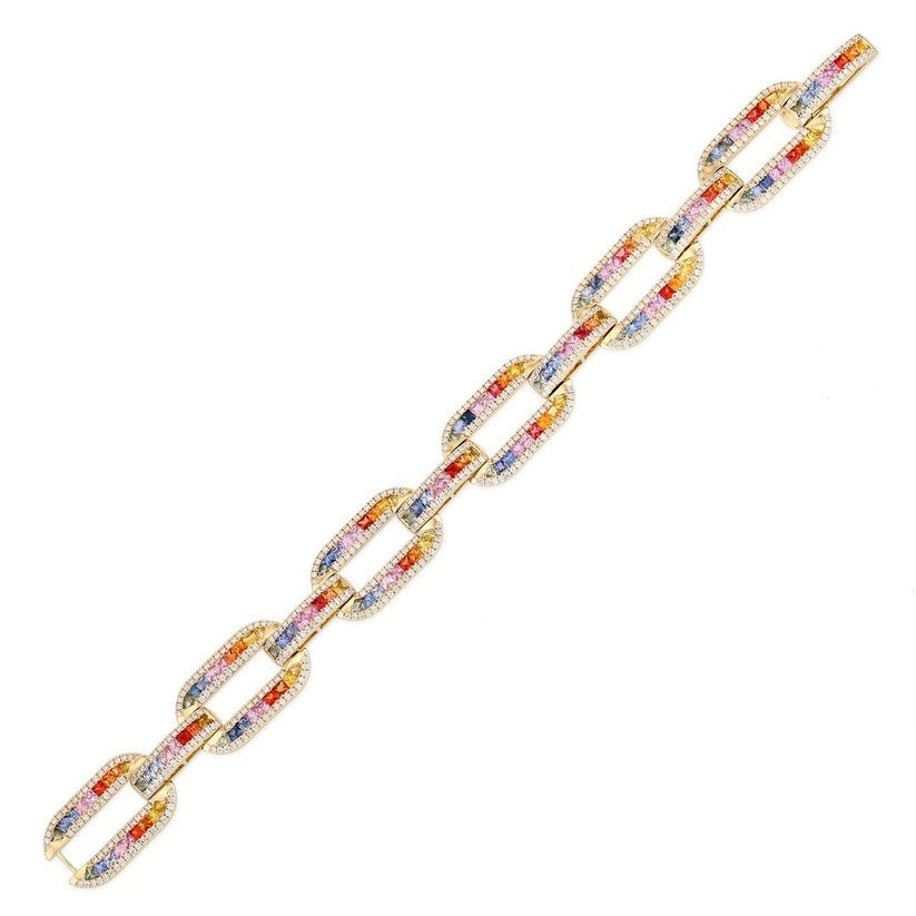 Art Deco Diamond Link Bracelet in 14K Yellow Gold