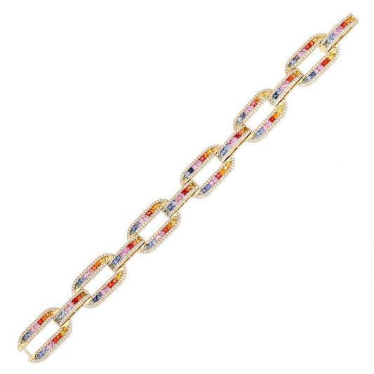 Art Deco Diamond Link Bracelet in 14K Yellow Gold