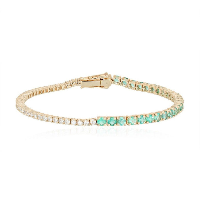 Graduated Emerald Diamond Tennis Bracelet in 14K Yellow Gold