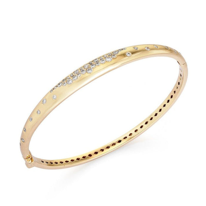 42 Diamond Orbit 14K (or 18k upon request) Yellow Gold Bangle Bracelet