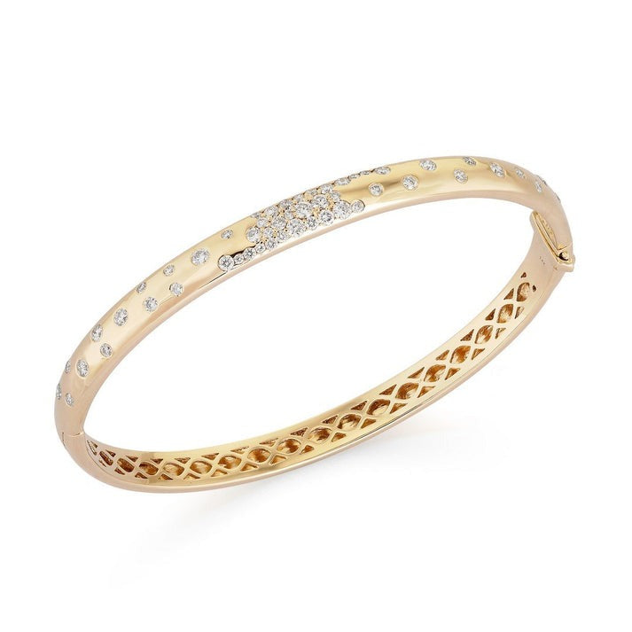 52 Diamond 14K (or 18k upon request) Yellow Gold Bangle Bracelet