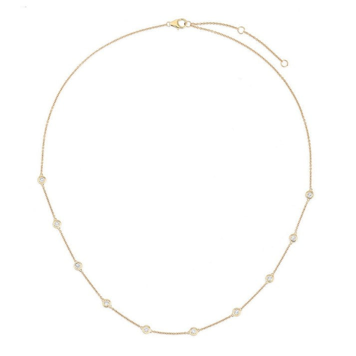 Blue Sapphire Eternal Emerald Diamond Necklace in 14K Yellow Gold