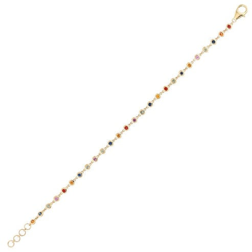 Aquatic Bliss Multi-Sapphire Tennis Bracelet in 14K Yellow Gold