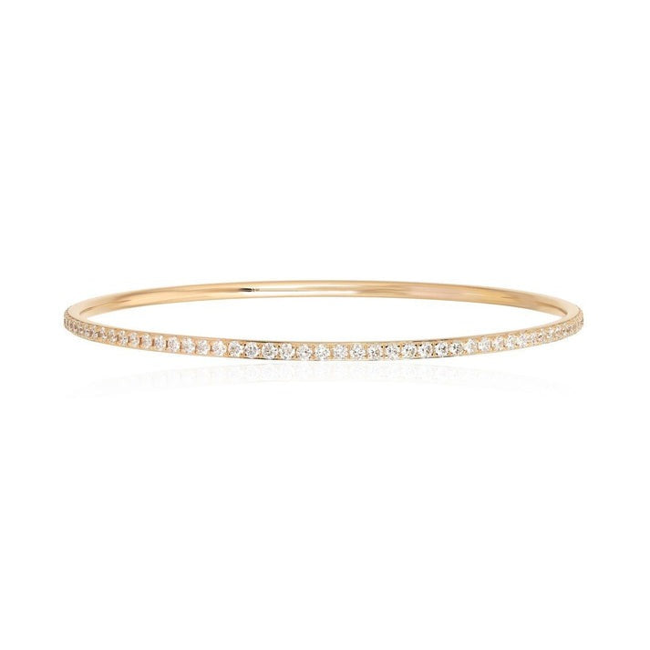 Ultra Thin Pave Diamond Bangle Bracelet in 14K Yellow Gold