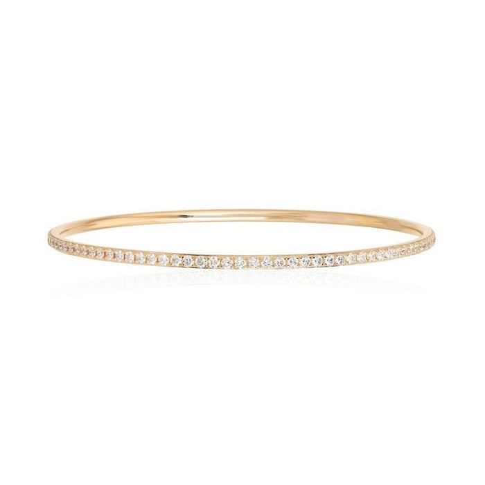 Ultra Thin Pave Diamond Bangle Bracelet in 14K Yellow Gold