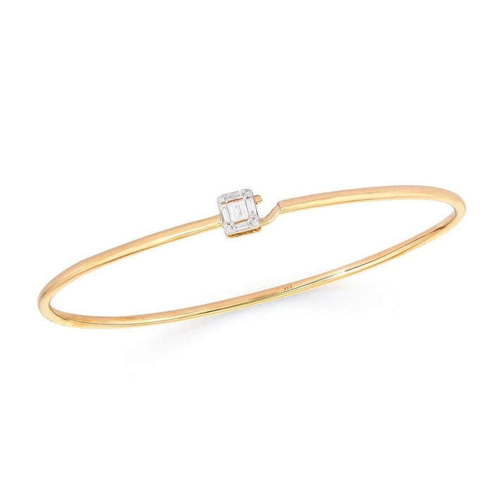 Nine Baguette Diamond Bangle Bracelet in 14K Yellow Gold