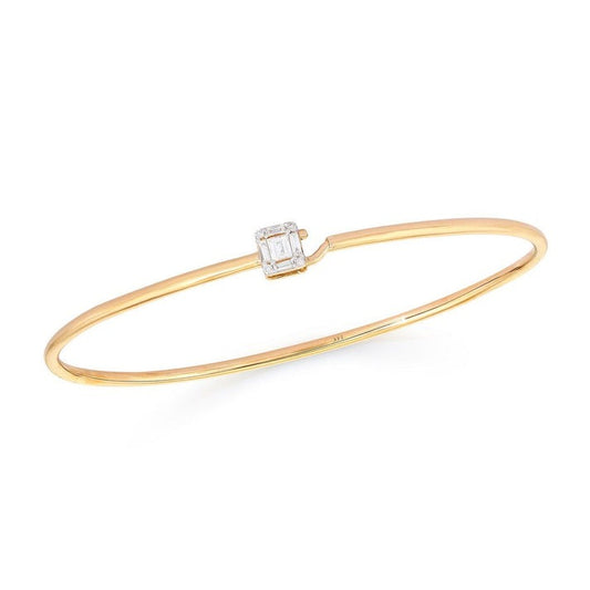Nine Baguette Diamond Bangle Bracelet in 14K Yellow Gold