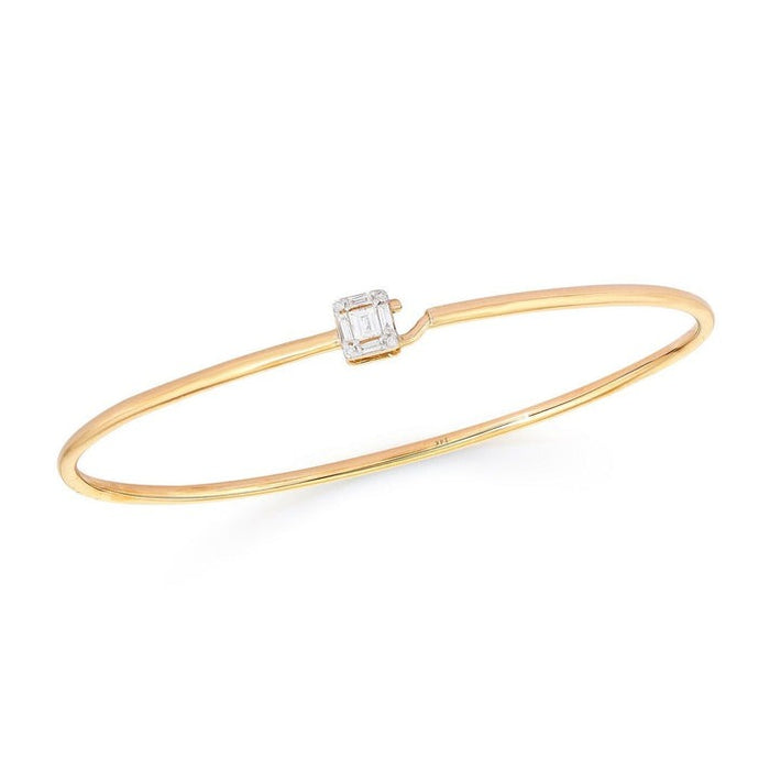 Nine Baguette Diamond Bangle Bracelet in 14K Yellow Gold