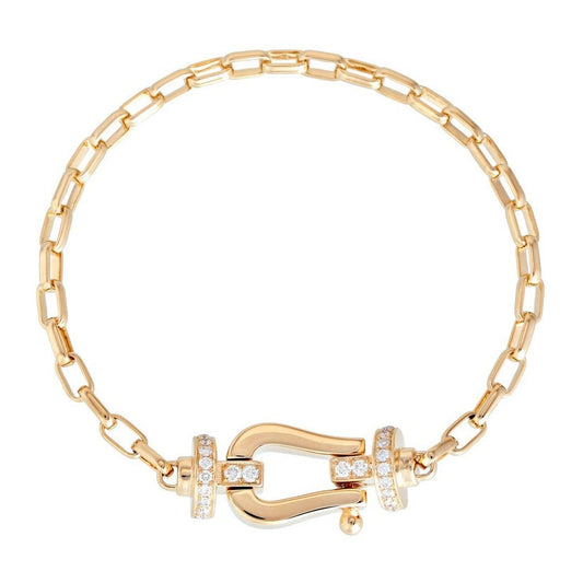 Diamond Buckle Clasp Chain Bracelet in 14K Yellow Gold