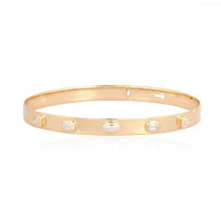 Lunar Charm Diamond Bangle Bracelet in 14K Yellow Gold