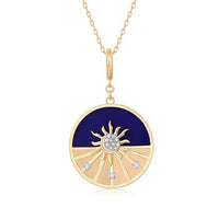 Sphere Lapis Diamond Pendant Necklace in 14K Yellow Gold