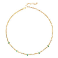 Emerald Teardrop Link Chain Necklace in 14K Yellow Gold
