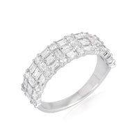 Elegant Cluster Band Baguette Diamond Ring in 14K White Gold