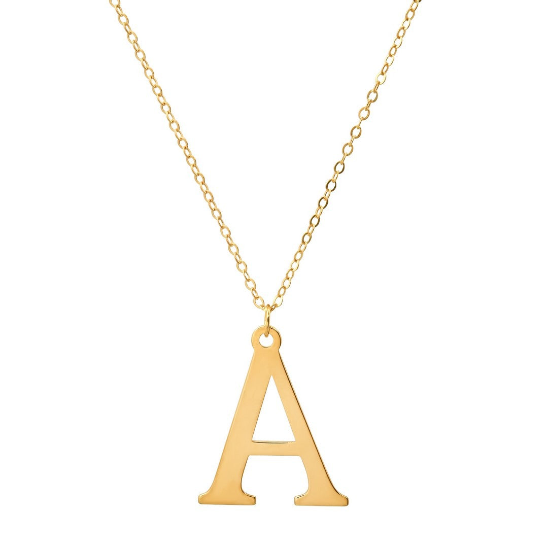 Diamond Chain Letter Pendant Necklace in 14K Yellow Gold