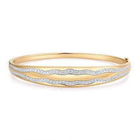 Wave Design Diamond Bangle in 14K Yellow Gold