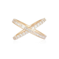 Diamond Criss Cross Open Ring in 14K Yellow Gold