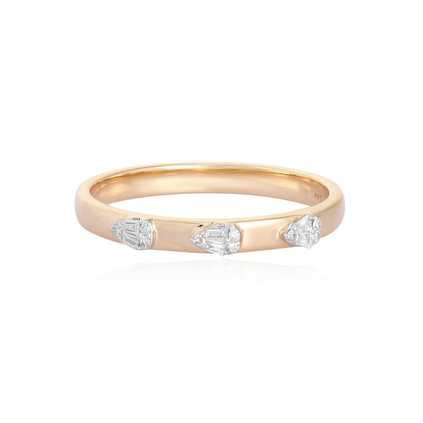 Trio Cut Diamond Accent Band Eternity Ring in 14K Yellow Gold