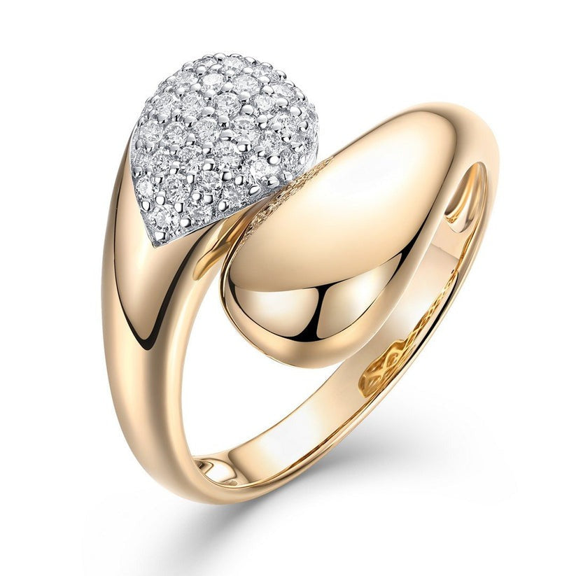 Teardrop Diamond Pave Cocktail Ring in 14K Yellow Gold