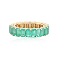 Green Sapphire Diamond Eternity Ring in 14K Yellow Gold