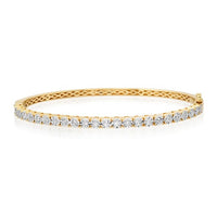 Classic Round Cut Diamond Tennis Bangle in 14K Yellow Gold