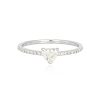 Heart Shaped Diamond Solitaire Ring in 14K White Gold