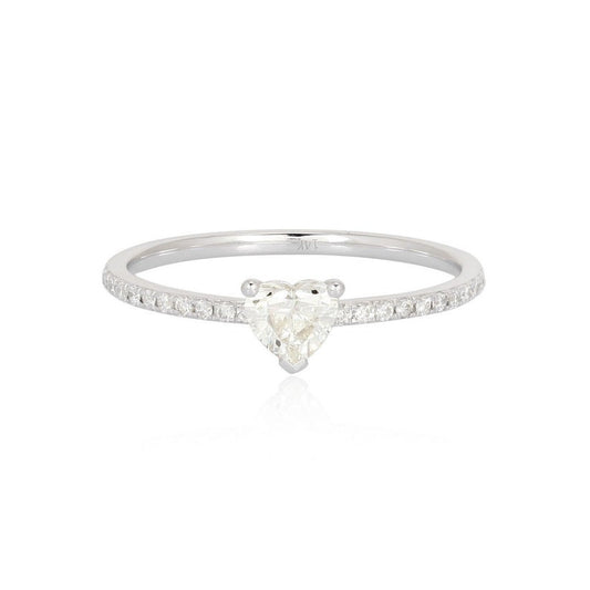Heart Shaped Diamond Solitaire Ring in 14K White Gold