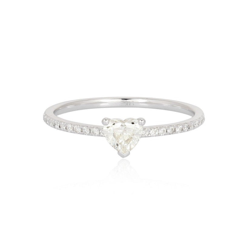 Heart Shaped Diamond Solitaire Ring in 14K White Gold