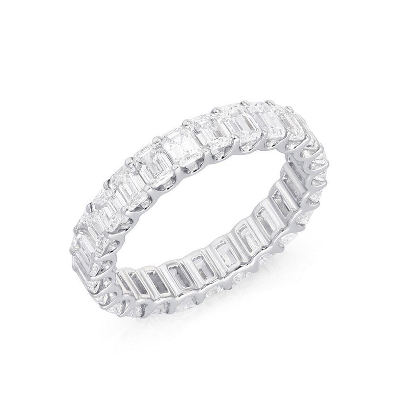Timeless Emerald Cut Eternity Ring in 18K Gold