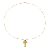 Diamond Charm Christian Pendant Necklace in 14K Yellow Gold