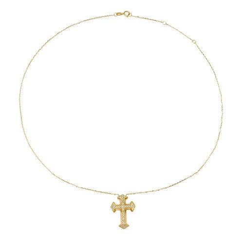Diamond Charm Christian Pendant Necklace in 14K Yellow Gold